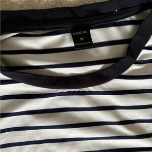 Men’s Medium White with Navy striped SHEIN Tee